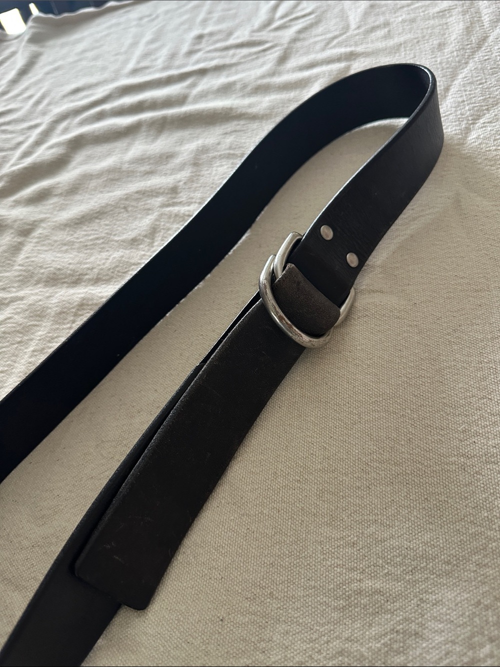 Polo by Ralph Lauren Black Leather Belt with Silver D-Ring